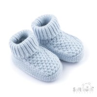 ABO712-BB: Blue Ribbed Bootees